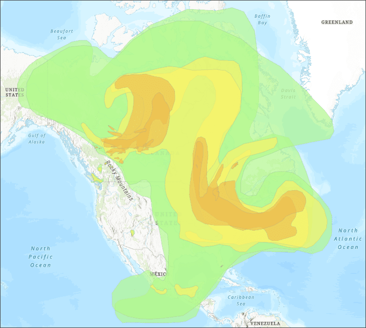  A Map depicting Canadian Wildfire Smoke in North America. June 2023.