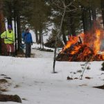 Members of the NoFloCo Posse pile burning when snow is on the ground.