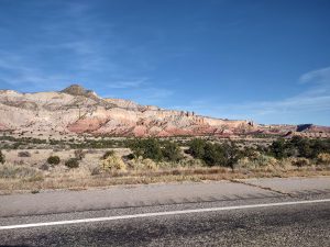 Photo of desert scenery on drive to Sante Fe New Mexico