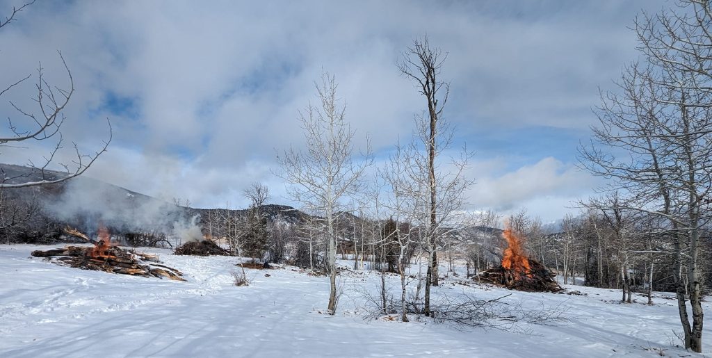 Pile burning in Eagle County, CO Dec 1, 2023