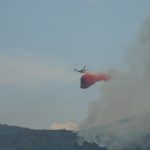 Image of a slurry drop by a Large Air Tanker during the 2018 Lake Christine Fire