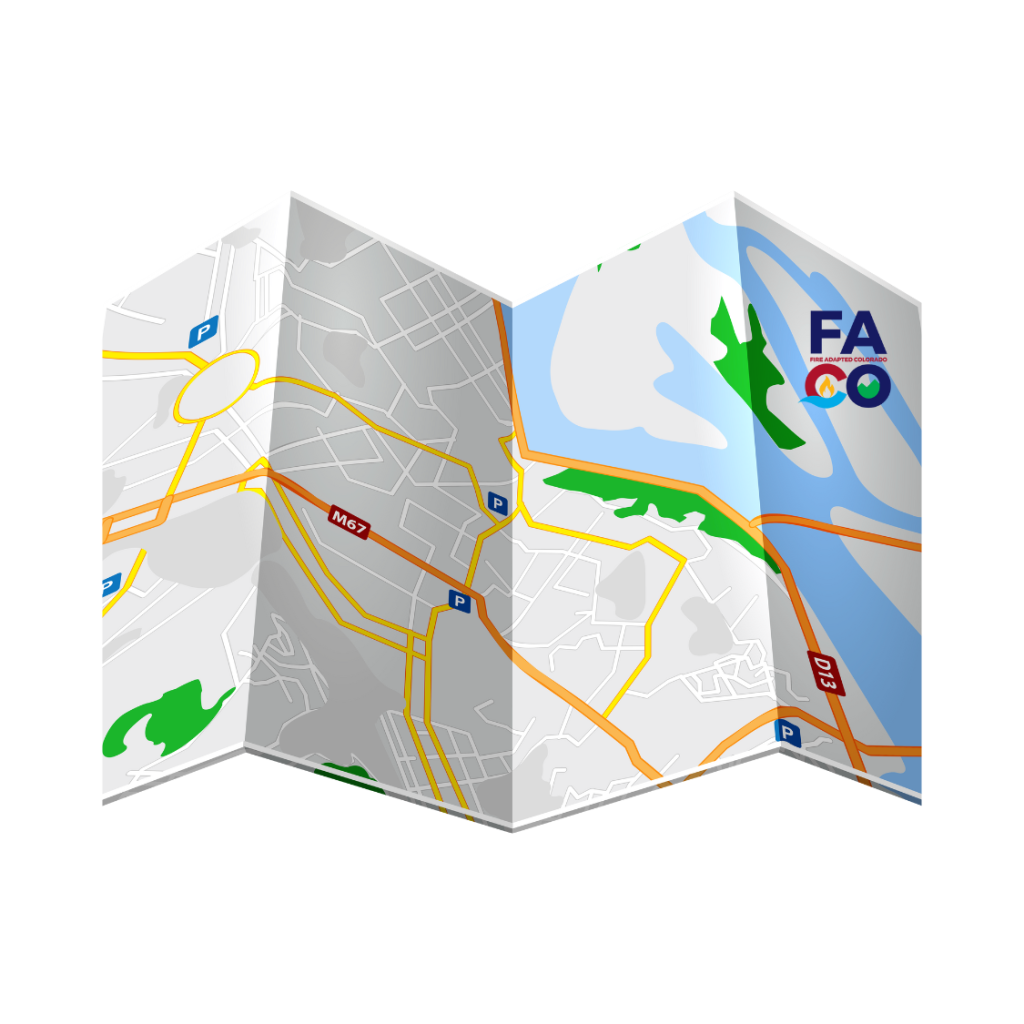 Image of a road map with the FACO stacked logo